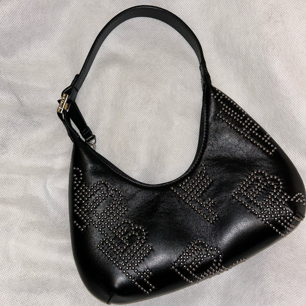 Authentic By Far Stud Embellished leather tote bag